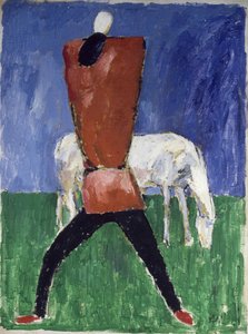 Das weiße Pferd Mann und Pferd, 1930-1931 von Kazimir Severinovich Malevich