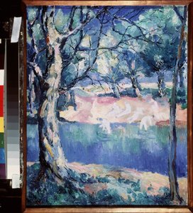 Ein Fluss im Wald von Kazimir Severinovich Malevich