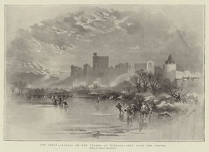 Der Frost, Schlittschuhlaufen auf der Themse bei Windsor, Blick vom Brocas