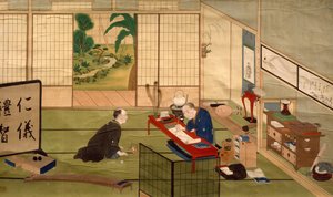 Studie eines Kalligraphen, von Kawahara Keiga, Aquarell, Japan, japanische Zivilisation, Anfang des 19. Jahrhunderts von Keiga Kawahara