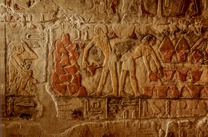 Ägyptens Altes Reich; Ägypten; Sakkara, Grab der zwei Brüder, Brotbacken, Stapelheizung von Kenneth Garrett