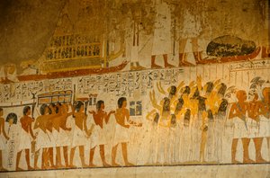 Gemalte Szene von Trauernden; Grab von Ramose; Wesir unter Amenhotep III. und Echnaton, 2009 (Foto)