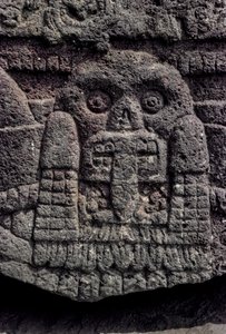 Schädel- und Schlangenschnitzerei, Tenochtitlan, Templo Mayor, Azteken, Mexiko, Mexiko-Stadt von Kenneth Garrett