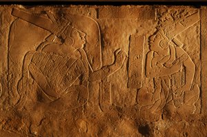 Tempel 19 Thronbank, Palenque, Mexiko, Schnitzerei von Akhal Mo Nab, 2005