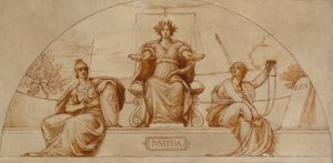 Cartoon für Wandgemälde des Minnesota State Capitol, "Institut der Gerechtigkeit" von Kenyon Cox
