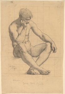 Sitzender männlicher Akt: Studie für "Wissenschaft" - Iowa State Capitol von Kenyon Cox