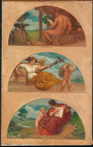 Der Fortschritt der Zivilisation: Die Schmiede, Handel und Bildung (Wandbildstudie, State Capitol, Des Moines, Iowa) von Kenyon Cox