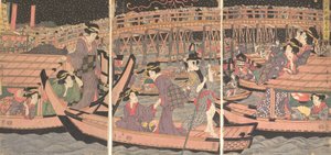 Abkühlung in Ryogoku in Edo, frühes bis mittleres 19. Jahrhundert von Kikugawa Eizan