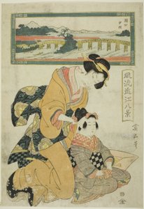 Abendglühen in Seta (Seta sekisho), aus der Serie "Modische Acht Ansichten von Omi (Furyu Omi hakkei)"