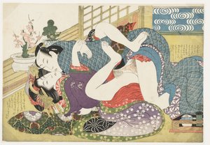 Junge Liebende zum Neujahr, aus „Auswahl aus dem Brokatviertel“ (E-awase kingaishō) von Kikukawa Eizan