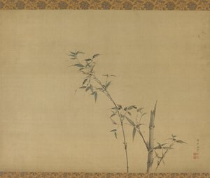 Bambusstämme mit Zweigen und Laub, Edo-Periode, 19. Jahrhundert von Kishi Ganku