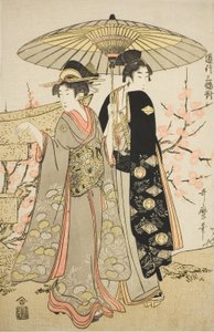Ein Satz von drei romantischen Reisen von Kitagawa Utamaro