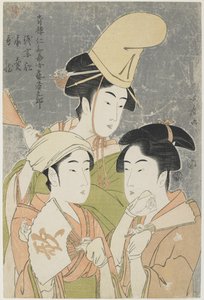 Asazuma-bune, Fächerverkäufer und poetische Epitheta, 1793 von Kitagawa Utamaro
