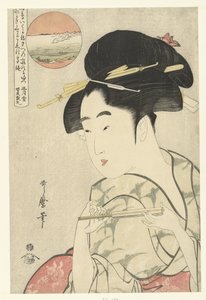 Büste einer jungen Frau mit Fächer von Kitagawa Utamaro