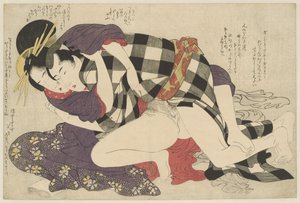 Kurtisane mit einem Kunden von Kitagawa Utamaro