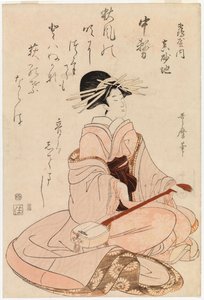 Kurtisane mit Shamisen