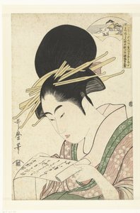 Kurtisane und der Toi Tama Fluss (Die sechs Tama Flüsse) von Kitagawa Utamaro