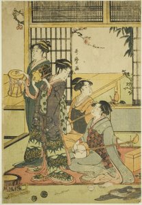 Trommeln und Shamisen von Kitagawa Utamaro