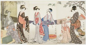 Tuch trocknen und spannen von Kitagawa Utamaro
