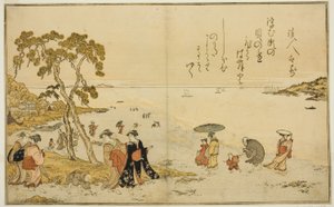 Muscheln sammeln bei Ebbe, aus dem illustrierten Buch "Geschenke von der Ebbe" von Kitagawa Utamaro