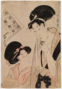 Geisha putzt sich die Zähne von Kitagawa Utamaro