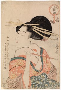 Geisha mit Pfeife von Kitagawa Utamaro