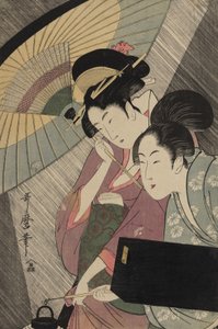 Geisha und Begleiterin in einer regnerischen Nacht, ca. 1797 von Kitagawa Utamaro