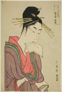 Hinazuru von Keizetsuro, aus der Serie "Vergleich der Reize der Schönheiten (Bijin kiryo kurabe) (Keizetsuro Hinazuru)"