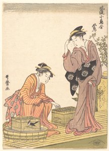 Japanische Buschgrasmücke von Kitagawa Utamaro