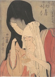 Jihei von Kamiya flieht mit Koharu von Kinokuniya von Kitagawa Utamaro