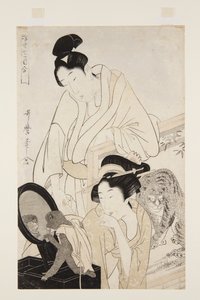 Affe und Tiger (Farbholzschnitt) von Kitagawa Utamaro
