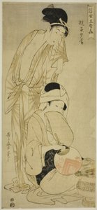 Mutter und Kind in der Dämmerung (Oyako yugure), aus der Serie "Drei Abendvergnügen der schwebenden Welt (Ukiyo san seki)" von Kitagawa Utamaro