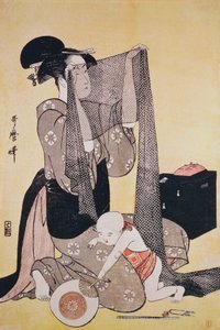Nadelarbeit, ca. 1794, von Kitagawa Utamaro (1753-1806), Holzschnitt, Japan, Edo-Periode