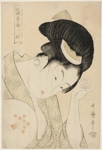Offensichtliche Liebe (Arawaruru koi), aus der Serie "Anthologie der Gedichte: Der Liebesabschnitt (Kasen koi no bu)" von Kitagawa Utamaro