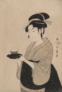 Okita, ein Teehäuschen-Mädchen von Kitagawa Utamaro