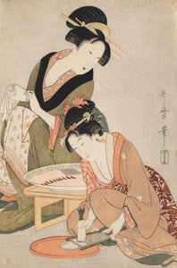 Zubereitung von rohem Fisch von Kitagawa Utamaro