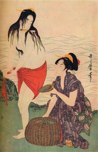 Rechtes Panel des Perlenfischer-Triptychons von Utamaro, um 1797-98, 1936 von Kitagawa Utamaro