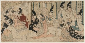 Szene aus dem Stück Der Schatz der treuen Vasallen (Chushingura) von Kitagawa Utamaro