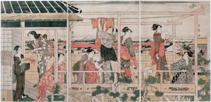 Trocknen der Kleidung von Kitagawa Utamaro