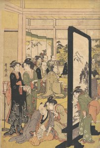 Der Künstler Kitao Masanobu entspannt sich auf einer Party, 1790er Jahre