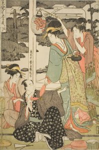 Das Chushingura-Drama parodiert von berühmten Schönheiten: Ein Satz von zwölf Drucken