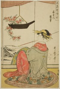 Die Kurtisane Hisui vom Fächerhaus, aus der Serie Der Blumenwettbewerb der fünf Feste von Kitagawa Utamaro