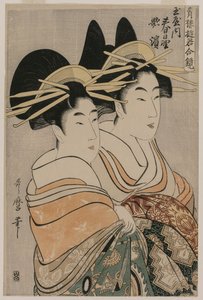 Die Kurtisanen Kasugano und Utahama von Tamaya..., um 1800 von Kitagawa Utamaro