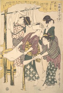 Die Herstellung von Seidenfloss von Kitagawa Utamaro