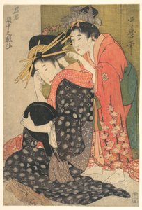 Die Oiran Yoso-oi bei ihrer Toilette von Kitagawa Utamaro