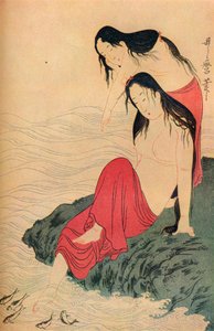 Das linke und letzte Panel des Perlentaucher-Triptychons, ca. 1797-98, 1936 von Kitagawa Utamaro