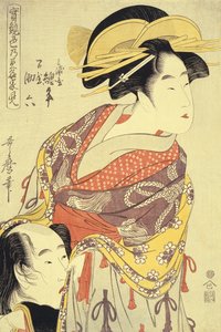 Die Liebenden Miuraya Agemaki und Yorozuya Sukeroku (Oban aus Jitsu kurabe iro no minakami), ca. 1798–1799