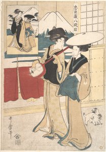 Zwei Tori-oi oder wandernde Musikerinnen der Eta-Klasse von Kitagawa Utamaro