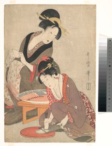 Frauen bereiten Sashimi zu von Kitagawa Utamaro