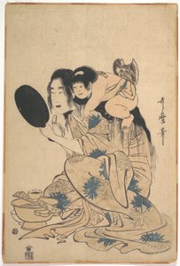 Yamauba, die ihre Zähne schwärzt, mit Kintarō von Kitagawa Utamaro